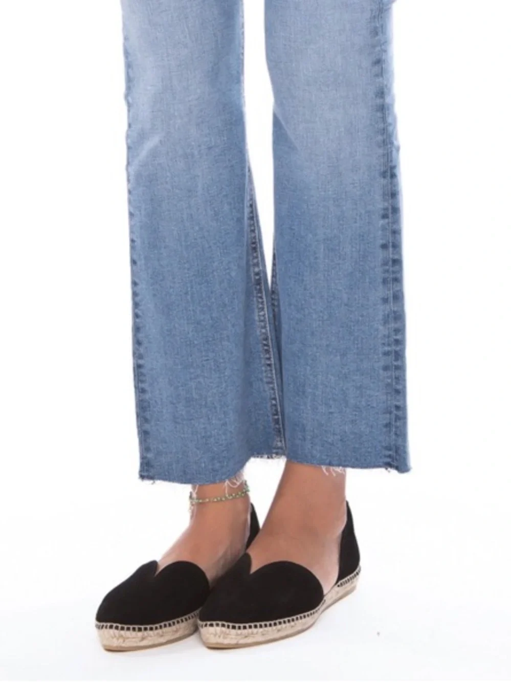 Manebi 38 Hamptons open side espadrille flats black suede US 8